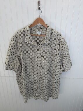 dip Geometric Pattern Casual Shirt - Cream and Green